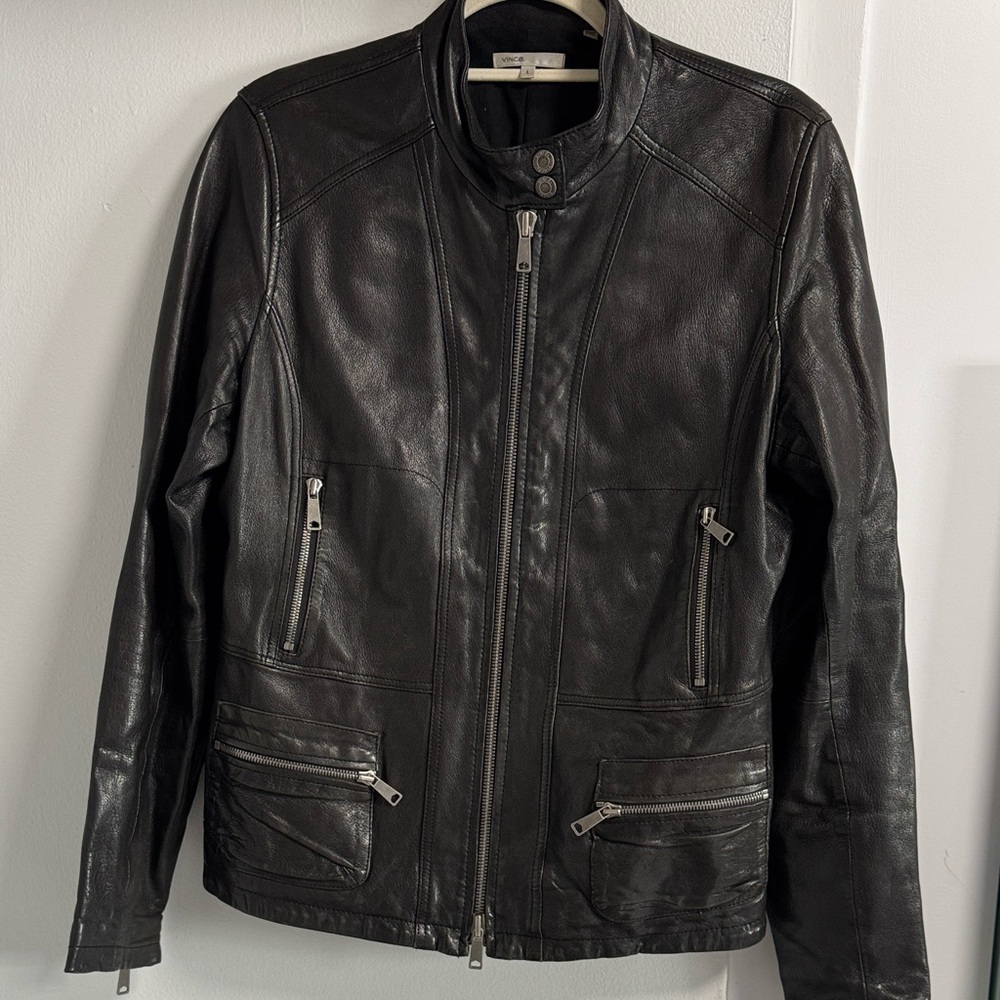 Vince Black Leather Outerwear
